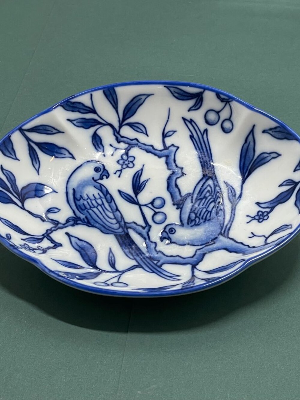 Pier 1 Imports Blue White Bird Oval Trinket Dish Japan Porcelain Decorative